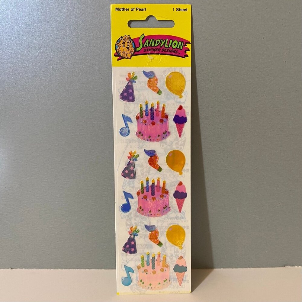 Vintage Sandylion Cake Birthday Pearl Stickers